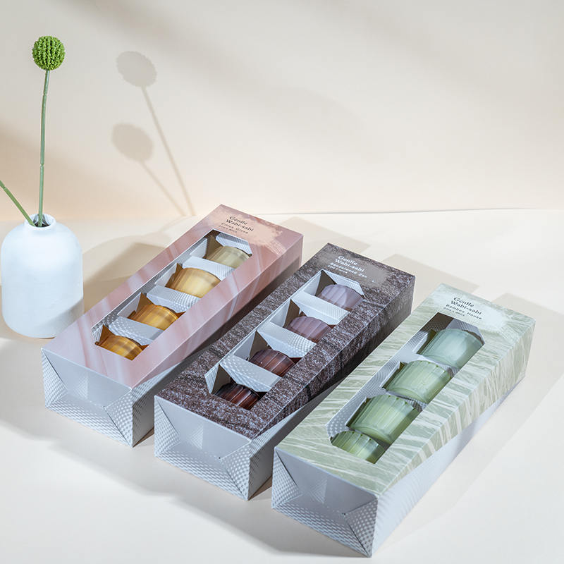 Sæt med 4 lodrette stribede små dværgglas lyskopper