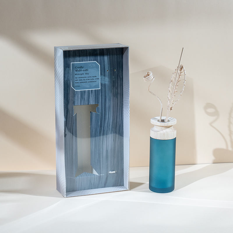 Højklasses cylindrisk glaskolbe premium reed diffuser med træ stick-aroma diffuser sælger