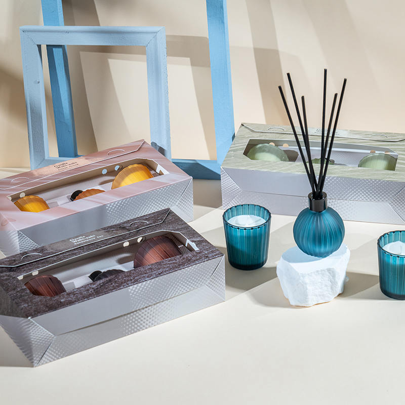 Lodret stribet små glas duftlys X2 Lodret stribet lille pære flygtig reed diffuser flaske