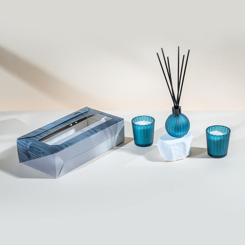 Lodret stribet små glas duftlys X2 Lodret stribet lille pære flygtig reed diffuser flaske