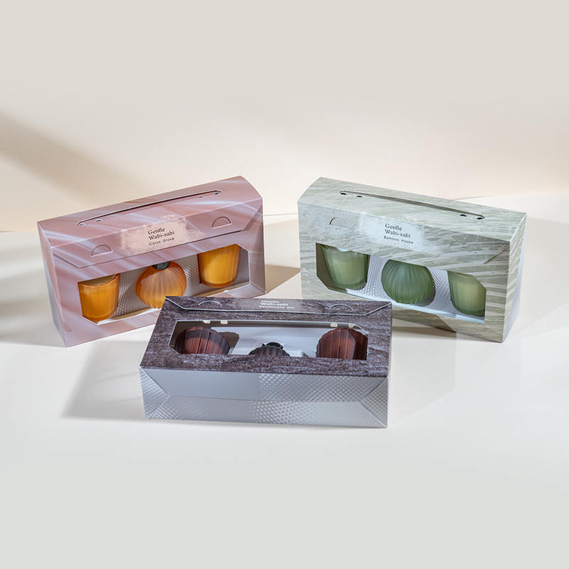 Lodret stribet små glas duftlys X2 Lodret stribet lille pære flygtig reed diffuser flaske