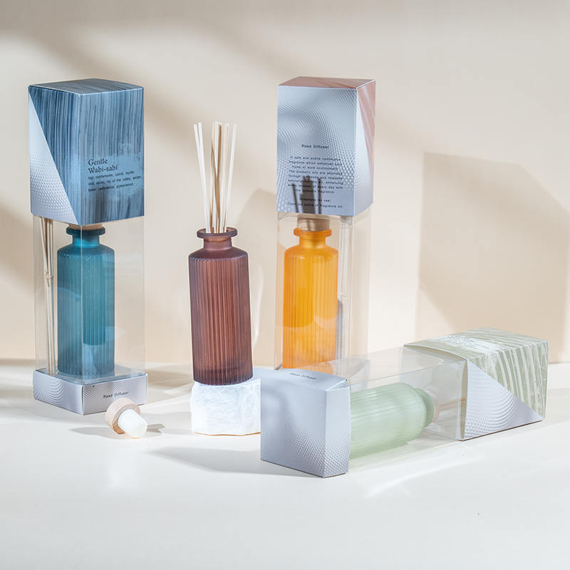 Høj lodret stribe rund glasflaske reed diffuser-aroma diffuser olie producent