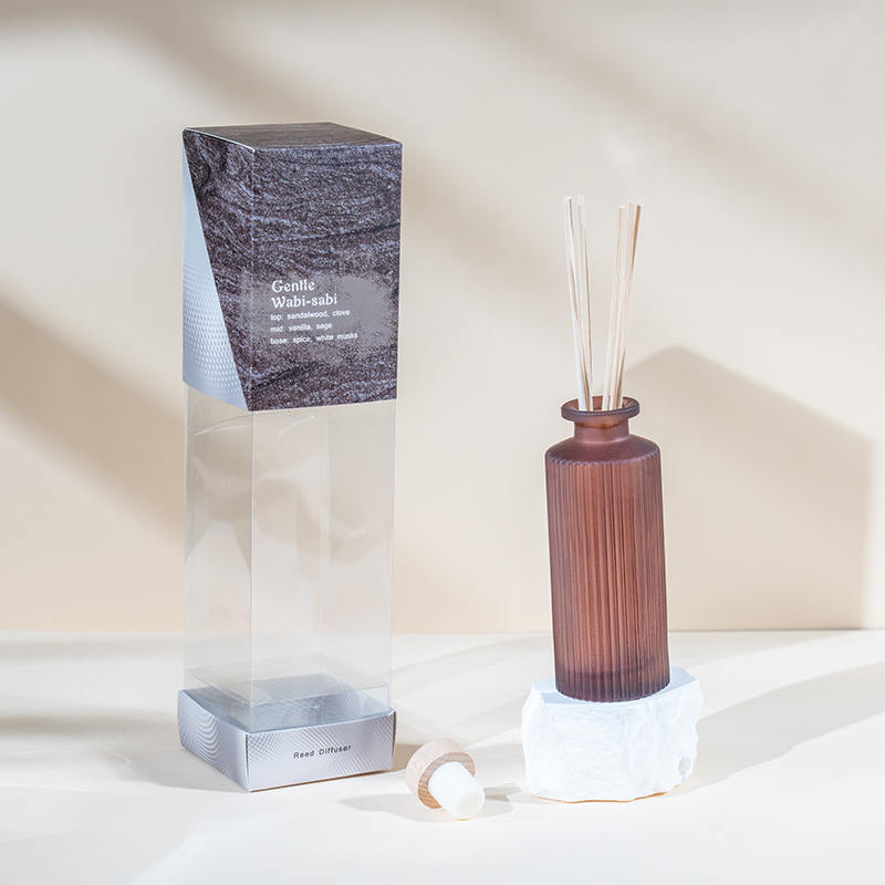 Høj lodret stribe rund glasflaske reed diffuser-aroma diffuser olie producent