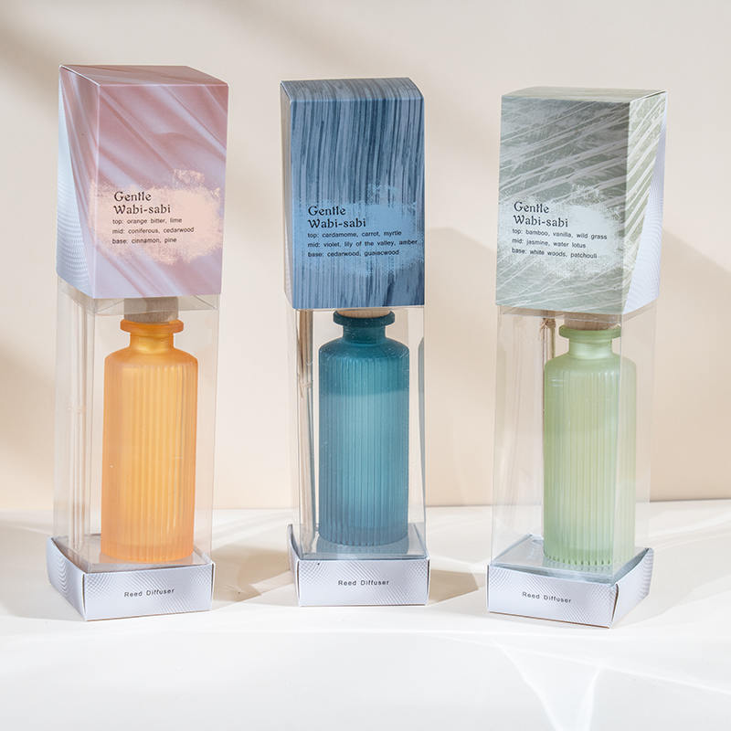 Høj lodret stribe rund glasflaske reed diffuser-aroma diffuser olie producent