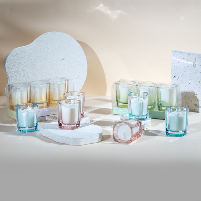 3 stk firkantede stearinlys sæt med gradient farve