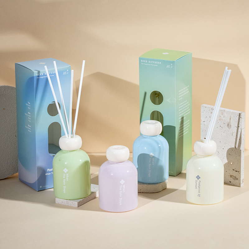 Pastel eden glas rund flaske reed diffuser-duftende diffuser til hjemme-reed diffuser producent
