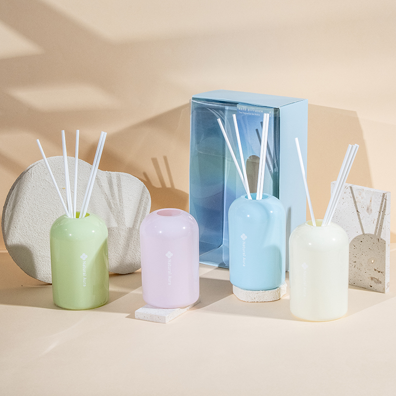 Transparent glas rund højflygtig flaske reed diffuser-stor volumen styling aromaterapi