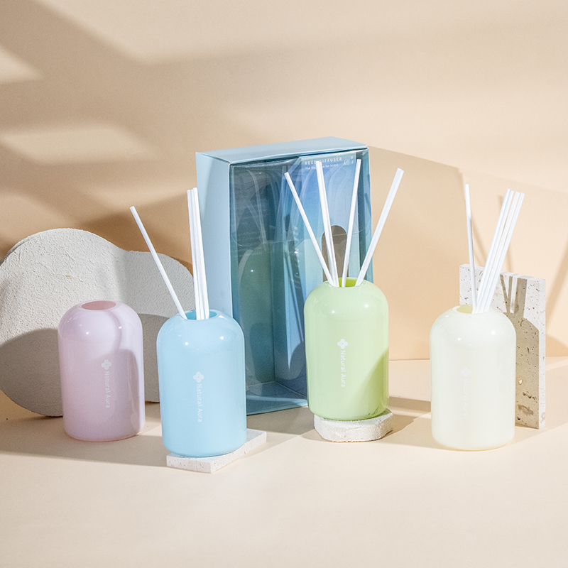 Transparent glas rund højflygtig flaske reed diffuser-stor volumen styling aromaterapi