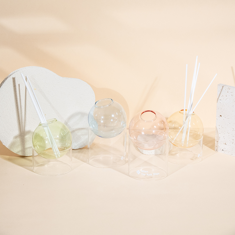 Klar glasbase, glaskugle-type reed diffuser-styling aromaterapi