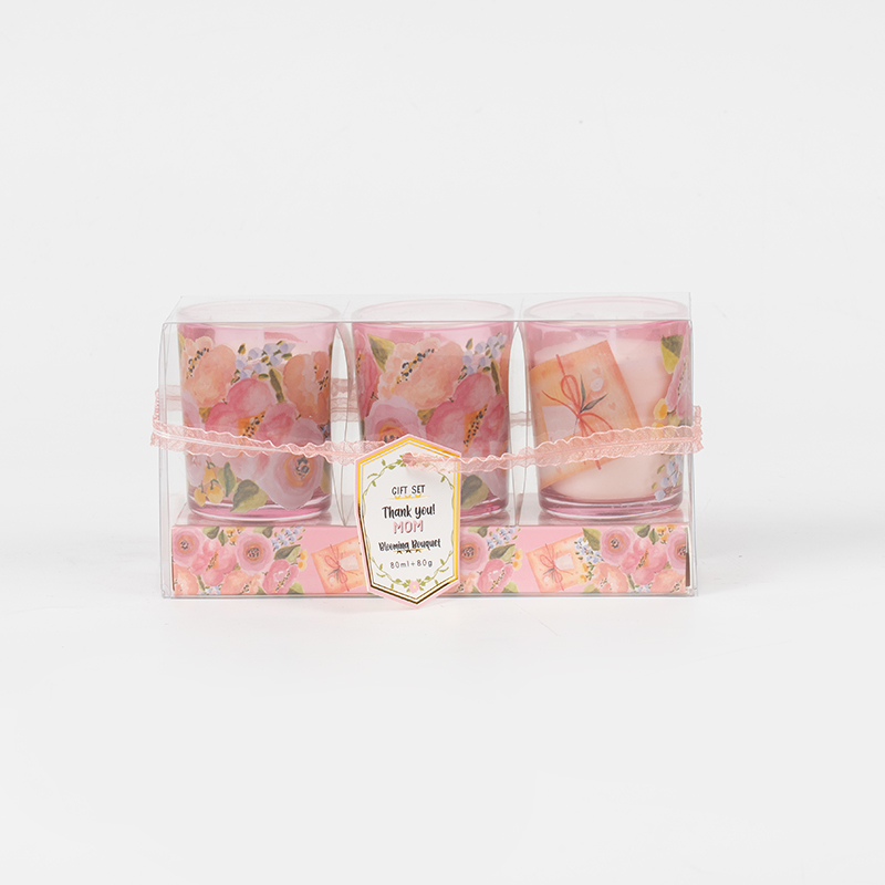 Mors dag klassiske små runde glas kop duftlys 3 STK sæt-øko soja lys producent