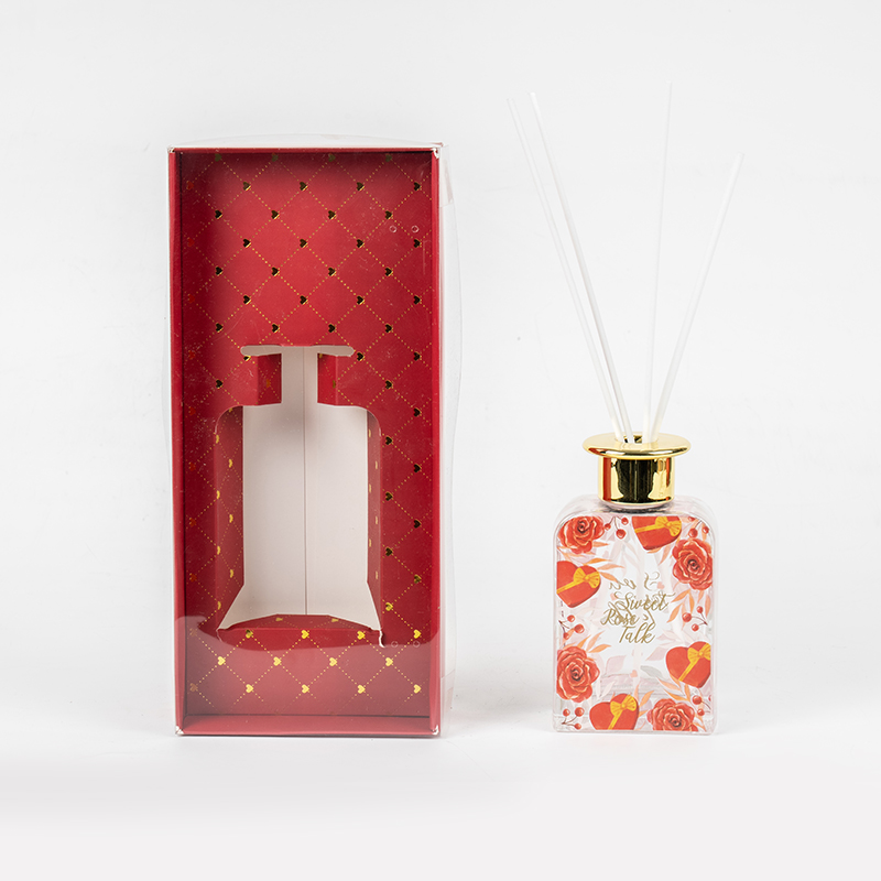 Valentine høj firkantet glasflaske reed diffuser-premium olie valentine kollektion