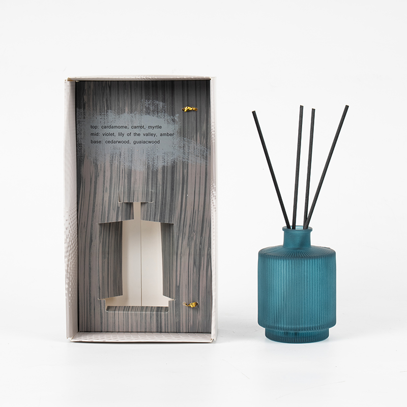 Cirkulær lodret stribe gennemsigtig glasflaske reed diffuser-hjemmeduft reed diffuser producent