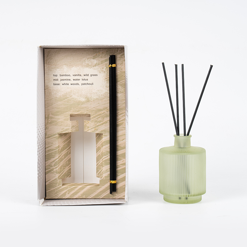 Cirkulær lodret stribe gennemsigtig glasflaske reed diffuser-hjemmeduft reed diffuser producent