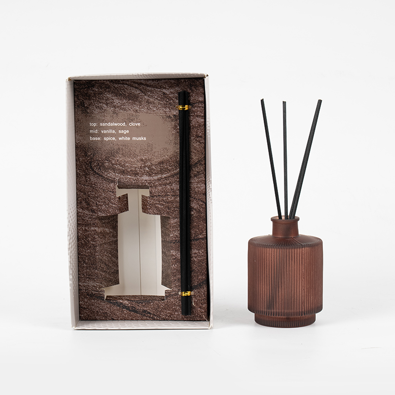 Cirkulær lodret stribe gennemsigtig glasflaske reed diffuser-hjemmeduft reed diffuser producent