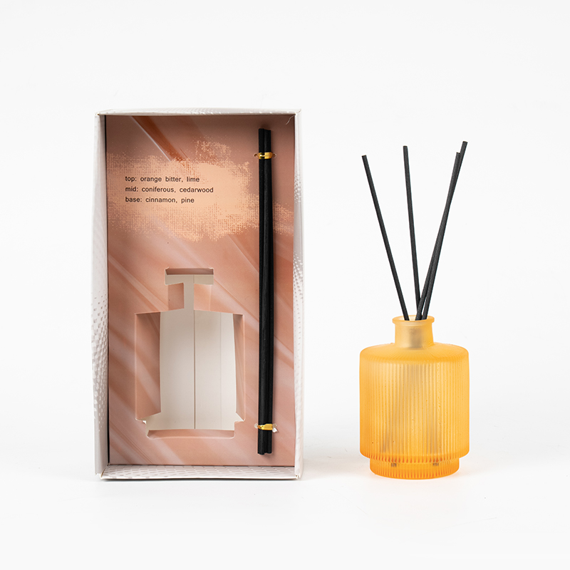 Cirkulær lodret stribe gennemsigtig glasflaske reed diffuser-hjemmeduft reed diffuser producent