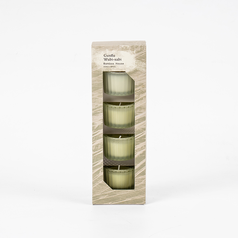 Sæt med 4 lodrette stribede små dværgglas lyskopper