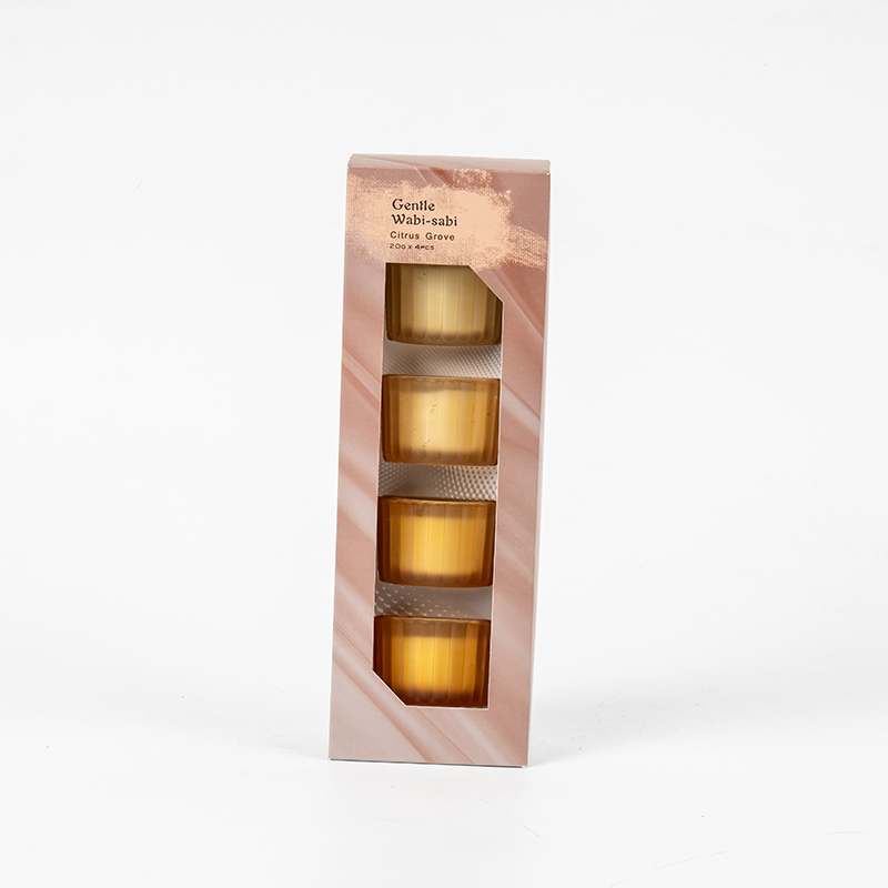 Sæt med 4 lodrette stribede små dværgglas lyskopper