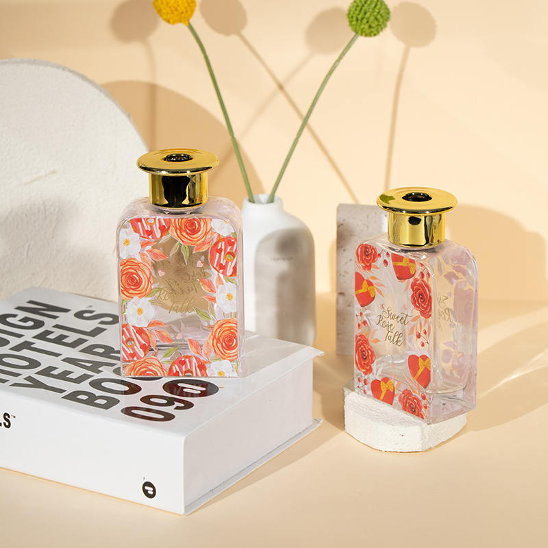 Valentine høj firkantet glasflaske reed diffuser-premium olie valentine kollektion