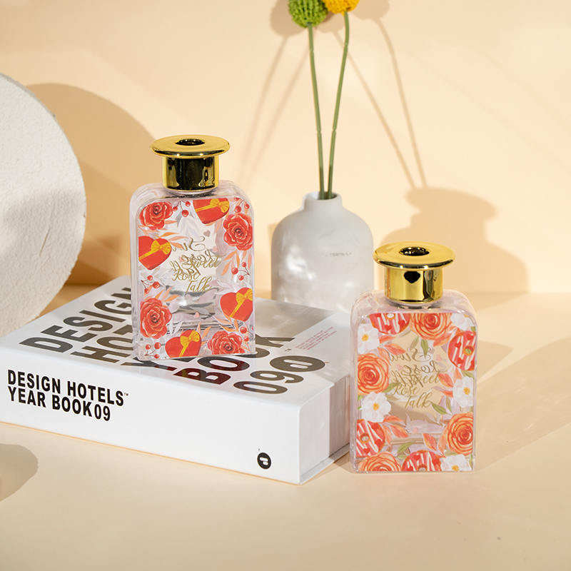 Valentine høj firkantet glasflaske reed diffuser-premium olie valentine kollektion