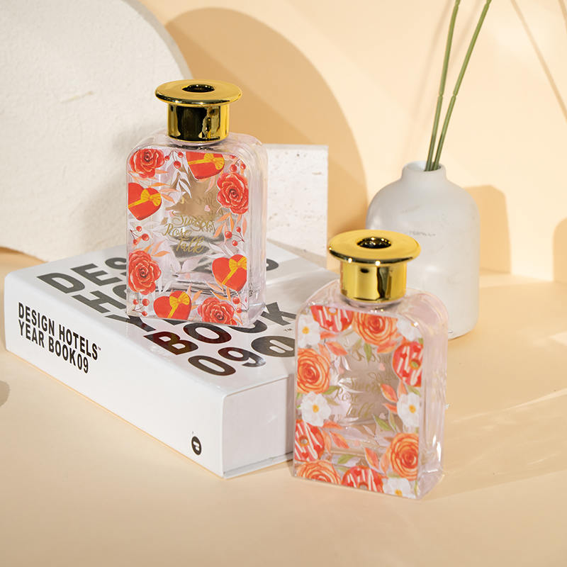 Valentine høj firkantet glasflaske reed diffuser-premium olie valentine kollektion